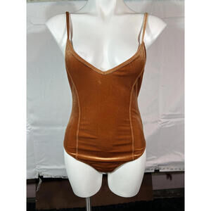 Brown Velvet Spaghetti Strap Bodysuit